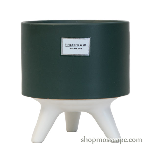 Earthy Tones Round Shaped Ceramic Pot with stand