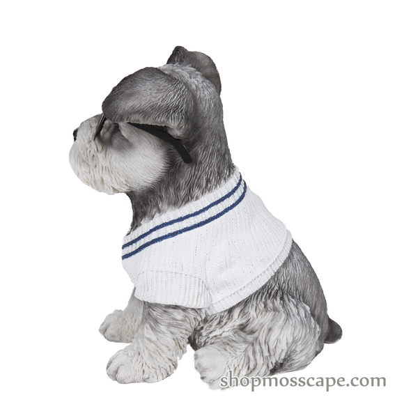 Sitting Schnauzer with iron glasses