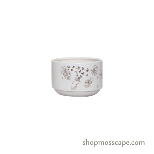 Round Floral Ceramic Pot