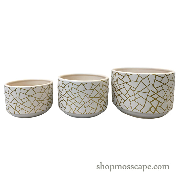 Gold Geometric Ceramic Pot (3 colours)